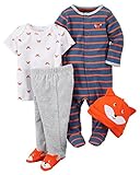 カーターズ Carter's ご出産祝いに カバーオール 長袖 足つき 豪華4点 ギフトセット 4-Piece Babysoft Take-Me-Home Set NB (50-55cm) [並行輸入