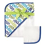 Hudson Baby Print Woven Hooded Towel and Washcloth, Boy, Seaweed by Hudson Baby