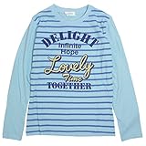 Tシャツ 子供 ジュニア キッズ 女の子 ボーダー プリント 長袖Tシャツ サックス-A 140cm