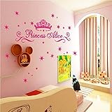 Alrens_DIY(TM)Romantic Pink Princess Crown Stars DIY Wall Sticker Home Decoration Living Room Bedroo