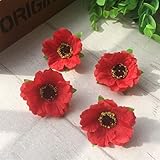 100個/ロット4 cmミニシルク桜小さな人工ローズ花ヘッドPoppy花輪結婚式の装飾スクラップブッキング One Size レッド SEDFGJ32676645960