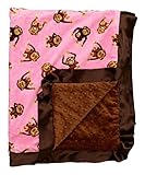 Bubblegum DivasピンクMonkeys Baby Blanketサテンフリル30 " x 35 "