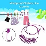 Generic Pink : 6 Colors Portable Outdoor Travel Windproof Clothes Line Drying Rack 12 Clamp Clip Soc