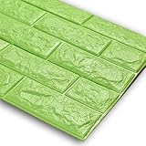SOOMJ【1枚】ブリック タイル レンガ 壁紙シール 70cm×77cm ブリックステッカー 軽量レンガシール 壁紙シール アクセントクロス ウォールシール はがせる 壁シール (厚い)グリーン