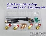 CHNsalescom 23個のTIG溶接スタッフィーガスレンズ＃10パイレックスカップキット WP-17/18/26 2.4mm 3/32