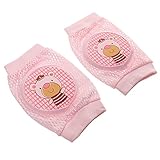 【ノーブランド品】赤ちゃん　キッズ用　綿　柔らかい　滑り止め　肘あて　膝あて　膝パッド　ウォーマー　プロテクター　肘クッション　可愛い　全3色4パタン - ピンク, クマ