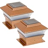 2 Pack Solar Powered Copper Outdoor Garden Deck Patio Fence Pathway Post Light [並行輸入品]