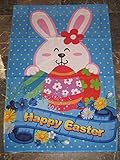 28X40 Happy Easter Bunny Eggs Egg Blue Nylon Sleeved Garden Flag 28X40 [並行輸入品]