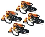 Roadpro rprt150 1 " x 15 'オレンジRatchet Tie Down with傷防止フック – 4 Piece Set