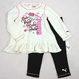 PUMA（プーマ）長袖カットソー＆レギンス・ベビーセット（オフホワイト×ブラック）