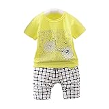 【SEBLES】ベビー 赤ちゃん 半袖 ラウンドネック シャツ Tシャツ 短パン パンツ 無地 カジュアル 上下 セット 初夏 夏 薄手(タイプR,110cm)