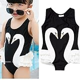 【 韓国スタイル子供服】 キッズ水着 キッズビキニ 可愛い白鳥柄Sandy beachビキニセット 全2色 Pink,130cm