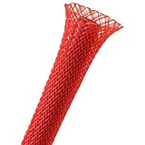 Techflex 1 / 4 " Expandable Sleeving 25 ft。レッド