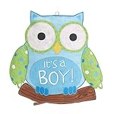 It 's A Boyブルーフクロウ黄麻布Wall Hanging