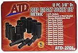 Advanced Tool Design Model ATD-2701 13 Piece 3/8' Drive 6 Point Deep Metric Impact Socket Set [並行輸入品