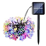 KJshop イルミネーションライト ストリングライト 花形 LEDライト ソーラー 防水IP65 8種点灯モード 7m 50球 ウォームホワイト (ソーラー、7m、50球, RGB)