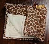 Fur Accents Giraffe Minky Reversible Throw Blanket Baby Giraffe Pattern Plush Cuddle Fur Lining 3'x5