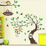 Huge Jungle Forest Monkey Climbing on Tree Monkey Wall Decal Nursery Wall Decal [並行輸入品]