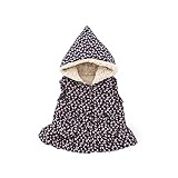 Pojour ベビー服 子供服 女の子 男の子 冬秋 防寒 厚いコート 可愛い小花柄 厚手 長袖 暖かいベスト ベビールームウェア 普段着 カジュアル 旅行 記念日 プレゼント パープル