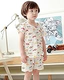【あるこんたるこん】 ナチュラルコットン ベビー キッズ ジュニア ルームウェア リトルブーン 男の子 パジャマ 3分袖 ショートパンツ (120)
