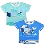 (ブルー/95cm)ベビー服 男の子 Tシャツ 半袖 スナップボタン ワッペン 切替 テールカット 男児 ベビー