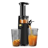 アセキ ジューサー スロージューサー 搾りカス分離 低速回転 小型 ミキサー 高い搾汁率 酸化しにくい コンパクト フルーツ 野菜 ビタミン 酵素 鮮度キープ フレッシュジュース レシピ付き 日本語取扱説明書 (ブラック, Mサイズ)