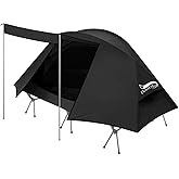 DesertFoxテント コット用 テント 1人用 ソロ 4000mm耐水圧 前室あり キャンプ コンパクト 軽量 3 WAY タイプ 撥水加工素材 自立式 二重層構造 4シーズン 簡単設営 UVカット 通気防風防雨 収納袋付き DRZ