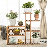 炭化された防腐木材フラワーラック植物棚マルチストーリーフラワーポットラックバルコニー屋内多目的保管ラック