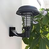 RaiFu 蚊ランプ ソーラーパワー屋外昆虫キラーバグザッパーモスキートキラーソーラーLEDガーデンライトパスウェイ芝生のパティオ 壁掛け式