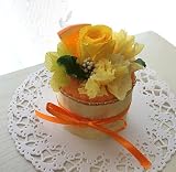 プリザーブドフラワー お花でできたフラワーケーキ プチオレンジケーキ 食べられません