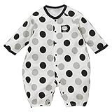 西松屋 EFD 水玉柄長袖プレオール（パンダ/ヒヨコ）【60-70cm】 新生児 パンダ（ブラック）