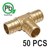 Pex 1 / 2 x 1 / 2 x 1 / 2インチBarbed Tee – クリンプ継手 – バッグの真鍮/ 50 / 0.5