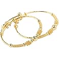 Loyoe Jewelry 24k Yellow Gold Plated Baby's Bracelet Adjustable Children's Bangle(2pcs/lot), middle, Copper
