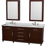 Berkeley 80 "ダブル洗面化粧台、ダークChestnut , Carrera大理石トップ、ラウンド、24 " Medicine Cabinet