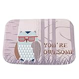 nnda Co 40 x 60 cmコーラルフリースフクロウパターンノンスリップフロアマットバスルームキッチンベッドルーム1 xバスマット