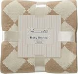 Elegant Knit Argyle Baby Blanket (Camel) by Cream Bebe