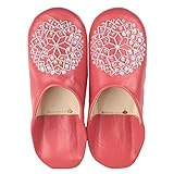 [mocororo] モロッコ バブーシュ luxe 本革 ビーズ・スパンコール ルームシューズ スリッパ レディース モコロロ レディースサイズ,Vernilion