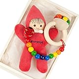 出産祝い ベビーギフト granpapa（グランパパ） ベビーぬいぐるみ 木のラトル おもちゃホルダー リサちゃんと天使のささやきのセット ギフトセット レッド 赤