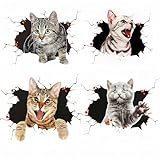 ZQX 車用デカール ねこ 可愛い 傷隠し ねこステッカー 日焼け止め 耐摩耗性 防水 車用デコレーション 3Dステッカー 4枚セット