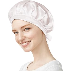 【美容のプロ推薦】天然シルク100% ナイトキャップ ロングヘア対応 コーム付き クリームシルク (アイボリー, M)