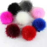 DIY編み帽アクセサリー - フェイクファーファーポムポムボールプレスボタン付き