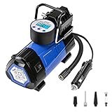 DEKO エアコンプレッサー 車用空気入れ 12V 小型 携帯型 電動ポンプ　エアインフレーター　空気入れポンプ シガーソケット接続式 自動車 バイク 風船 ボール用 LEDライト付き