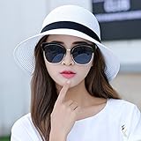 Hatrita-J 夏の砂浜で遊び帽子女海太陽帽さん百搭麦わら大に沿って日焼け止め帽日除け帽 d