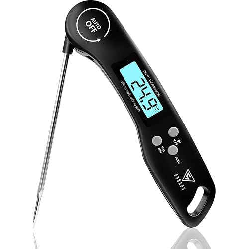 DOQAUS Digital Meat Thermometer, Instant Read Food Thermometer Auto On/Off | with Backlight LCD Screen, Foldable Long Probe, 