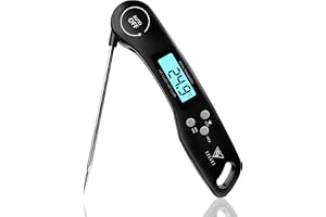 DOQAUS Digital Meat Thermometer, Instant Read Food Thermometer with Backlight LCD Screen, Foldable Long Probe & Auto On/Off, Perfect for Kitchen, BBQ, Water, Meat, Milk, Cooking Food (Black)