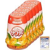 サワデー こころ安らぐキンモクセイの香り消臭芳香剤 トイレ用 詰め替え用 140g×6個(おまけ付き) 【まとめ買い】 【Amazon.co.jp限定】