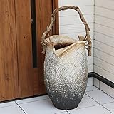 信楽焼 窯変つぼ型ツル付き傘立て しがらき焼 笠立て 陶器 おしゃれ