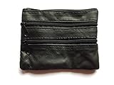 MENS LADIES SOFT BLACK LEATHER COIN POUCH PURSE WALLET ZIPPER PURSE RM01 by Dani Online Business