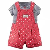 カーターズ Carter's 半袖Tシャツ ショートオール 上下 2点セット ベビー服 レッド水玉 (9months(67-72cm)) [並行輸入品]