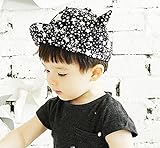 ベビー キャップ カワイイ ツノ付 スター キャップ ハット ( 赤ちゃん 幼児用 頭囲 48～50cm ) (ブラック)